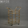 Mayco Brass Gold Finished Acrylic Rolling Serving Bar Cart with Tempered Glass and 4 Locking Caster Wheels for Easy Mobility